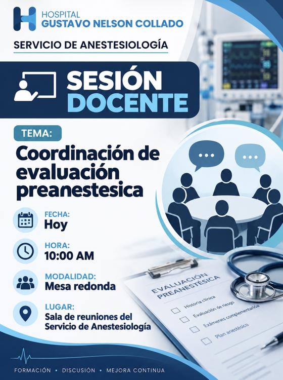 Coordinacion sobre Implementacion de la Evaluación Preoperatoria en el Servicio de Anestesiología