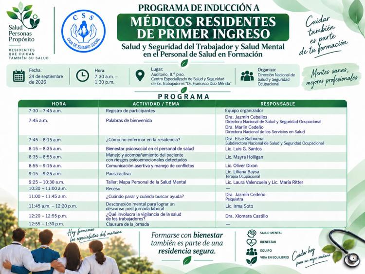 Inducción MEDICOS RESIDENTES: Seguridad Ocupacional y Salud Mental en el Personal de Salud en Formación