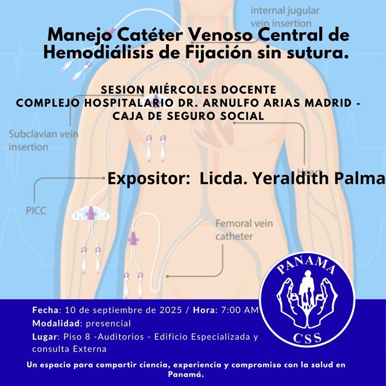 Manejo de Catéter Venoso Central de Hemodialisis y nuevo dispositivo  de fijación sin sutura.